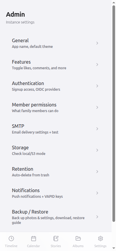Full instance settings